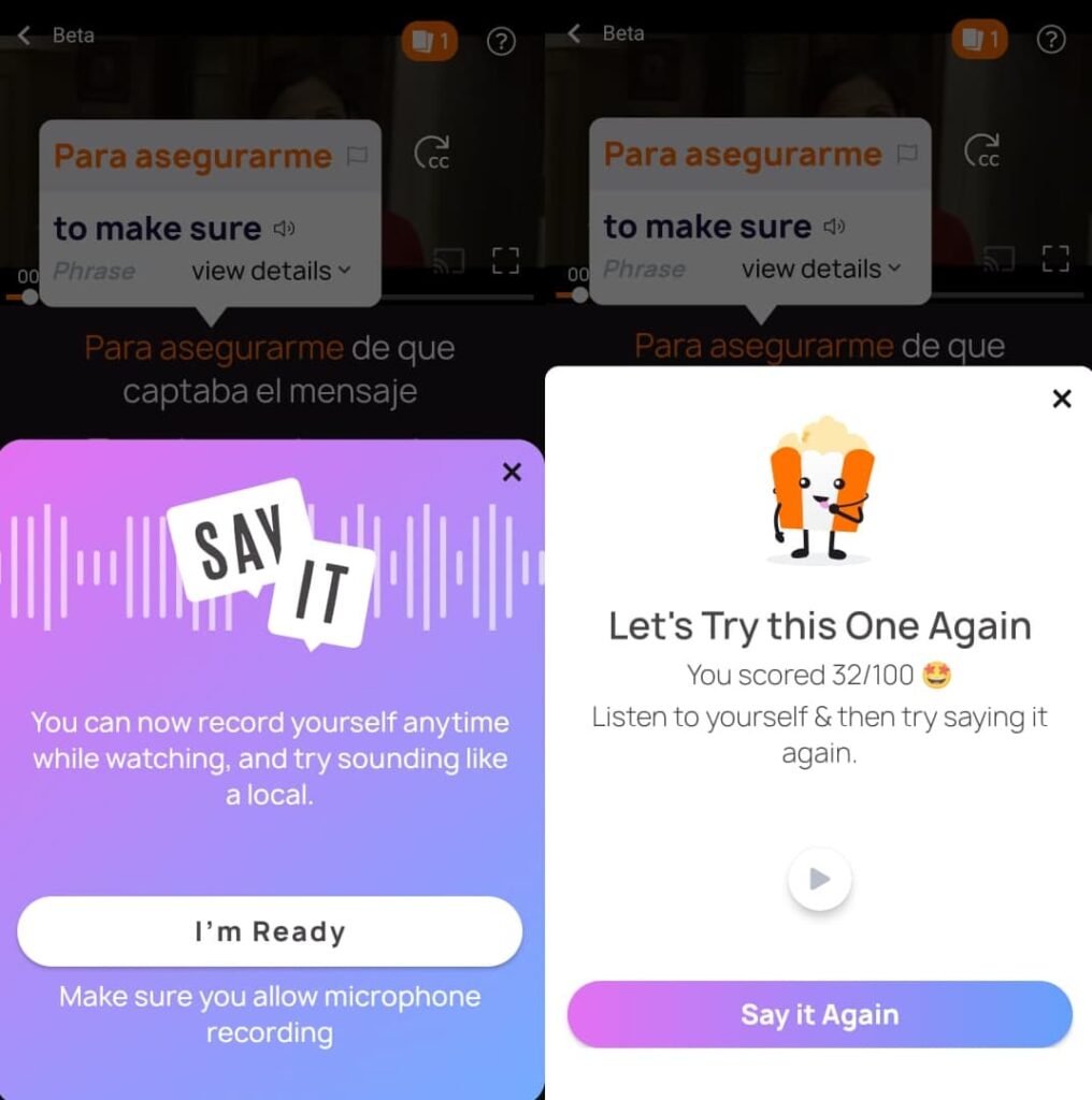 Learn Spanish With TV Shows Using This App 2 Say It feature