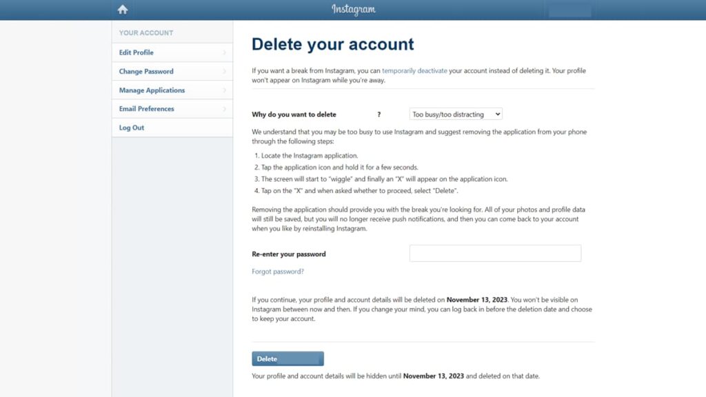 Break Free: How to Delete Your Instagram Account 4 delete your Instagram account