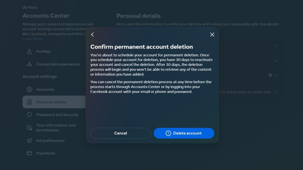 Quick Steps to Easily Delete Your Facebook Account 7 delete your Facebook account