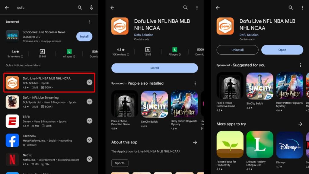 Holen Sie sich Ihren Sport-Live-Streaming-Fix mit der Dofu App 3 Dofu-Anwendung